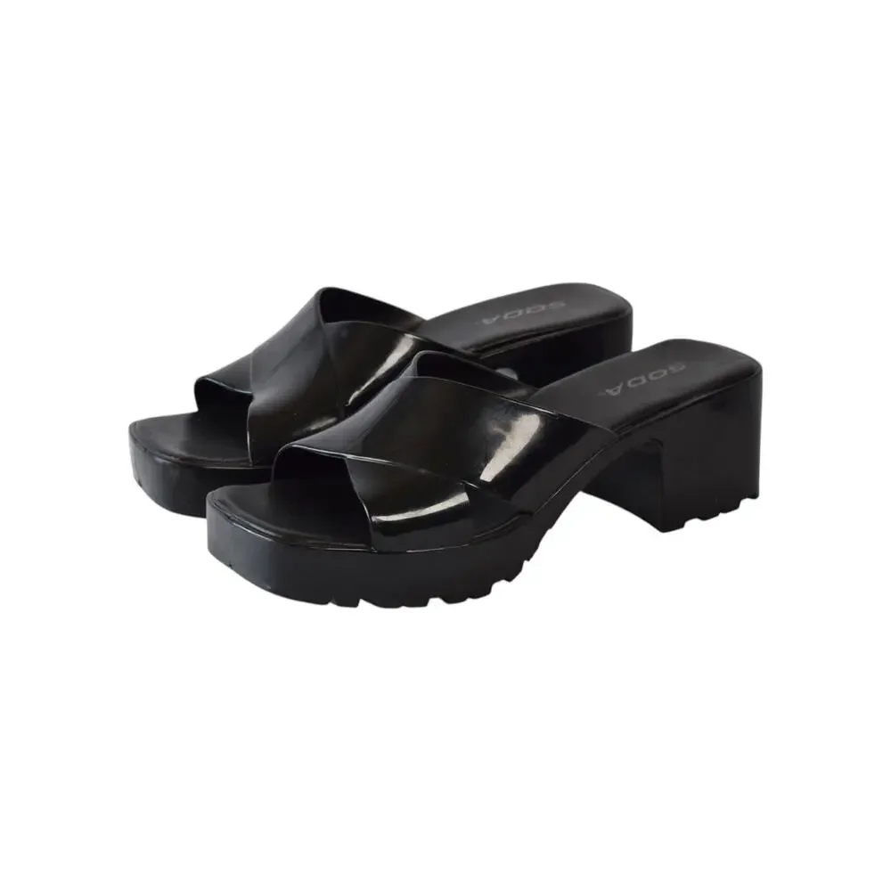 SODA Black Chunky Platform Jelly Sandals Size 7